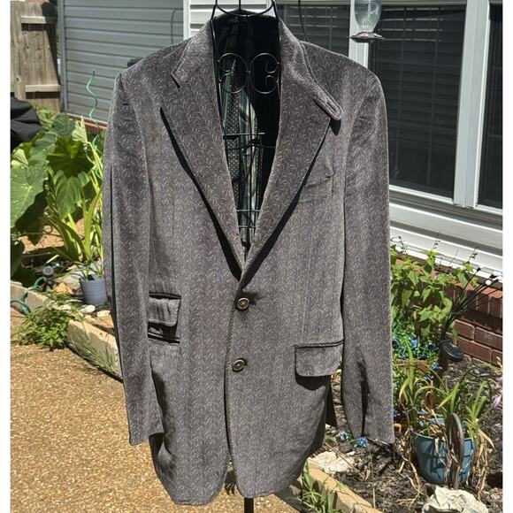 ETRO Milano Italy Men 2 Button Cotton Velvet Blazer Herringbone Jacket 46 Disc. - Picture 1 of 16